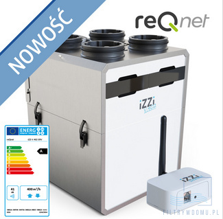 Rekuperator iZZi 402 ERV + moduł WiFi + moduł stałego przepływu (wersja lewa) Rekuperator iZZi 402 ERV + moduł WiFi + moduł stałego przepływu (wersja lewa)