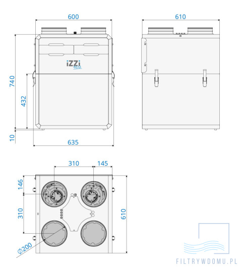 Rekuperator iZZi 402 ERV + moduł WiFi + moduł stałego przepływu (wersja lewa) Rekuperator iZZi 402 ERV + moduł WiFi + moduł stałego przepływu (wersja lewa)