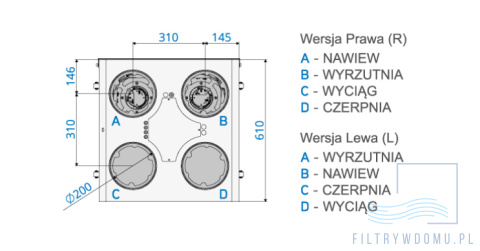 Rekuperator iZZi V.302 ERV +moduł WiFi + moduł stałego przepływu (wersja lewa) Rekuperator iZZi V.302 ERV +moduł WiFi + moduł stałego przepływu (wersja lewa)